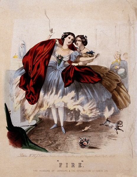 鳥籠式裙撐雖然流行但也帶有危險，是層出不窮的火災事件兇手。