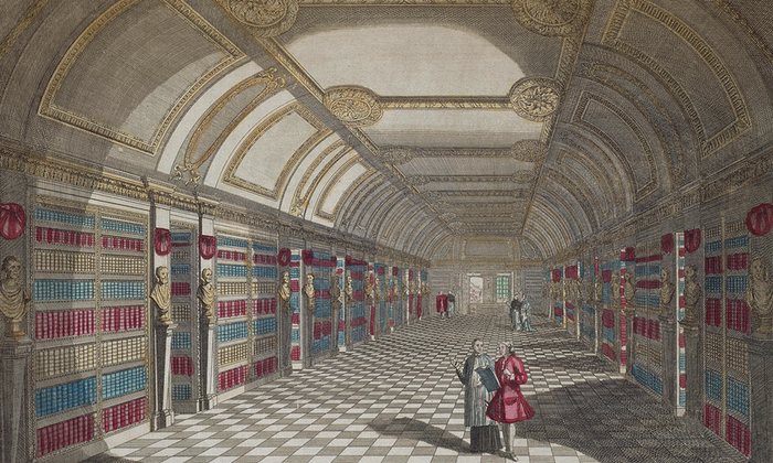 巴黎聖日內維耶圖書館，由De Agostini繪製。